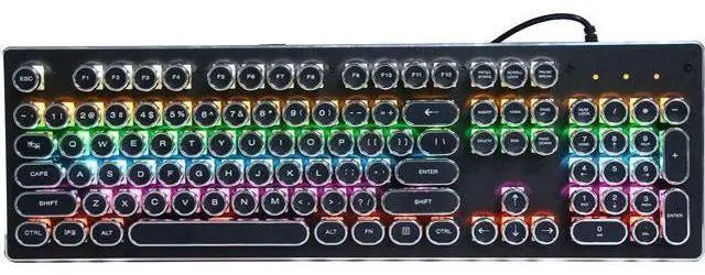 Main image of Gaming Keyboard, Ergonomics Retro Punk Wired Mechanical 104 Keys Mixed Light Keypad, for Laptop Desktop Computer, for Home Office(black)