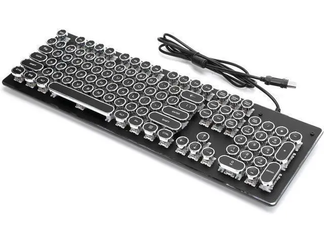 Alt view image 7 of 7 - Gaming Keyboard, Ergonomics Retro Punk Wired Mechanical 104 Keys Mixed Light Keypad, for Laptop Desktop Computer, for Home Office(black)