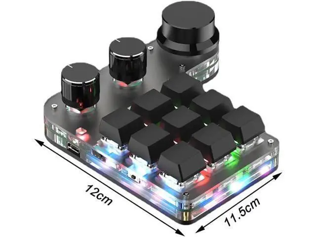 Alt view image 5 of 6 - One Handed Mechanical Gaming Keyboard, 9 Keys RGB Multifunctional Mechanical Keypad, Programming KeyPad with 3 Knobs, Plug and Play, for Office Game Music Media Industrial Control