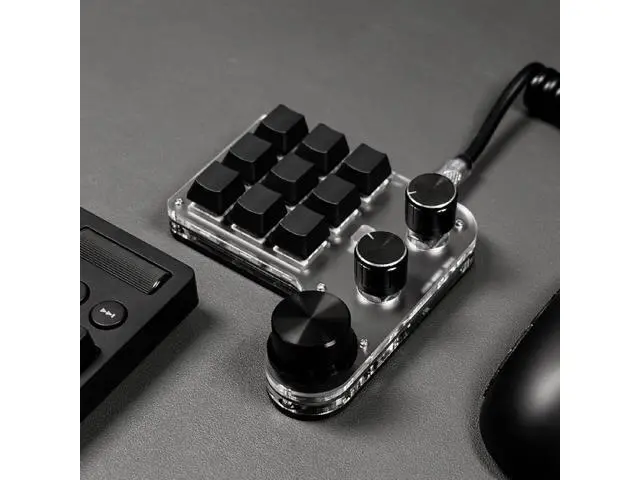 Alt view image 2 of 7 - Jiawu One Handed Macro Mechanical Keyboard, 9 Keys 3 Knobs RGB Backlit Programmable Keys, Mini Gaming Keypad, Custom Keypad for Programming, PC Computer Gaming Software (Black)