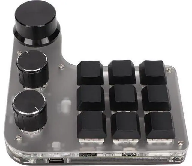 Main image of Jiawu One Handed Macro Mechanical Keyboard, 9 Keys 3 Knobs RGB Backlit Programmable Keys, Mini Gaming Keypad, Custom Keypad for Programming, PC Computer Gaming Software (Black)