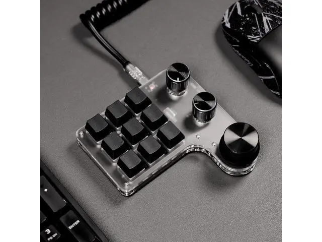 Alt view image 6 of 7 - Jiawu One Handed Macro Mechanical Keyboard, 9 Keys 3 Knobs RGB Backlit Programmable Keys, Mini Gaming Keypad, Custom Keypad for Programming, PC Computer Gaming Software (Black)