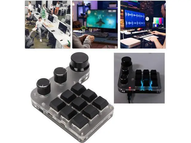 Alt view image 5 of 7 - Jiawu One Handed Macro Mechanical Keyboard, 9 Keys 3 Knobs RGB Backlit Programmable Keys, Mini Gaming Keypad, Custom Keypad for Programming, PC Computer Gaming Software (Black)
