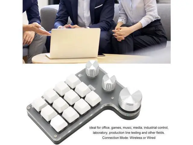 Alt view image 4 of 7 - Dilwe 12 Key Gaming Keyboard Programming Macro keypad, Mini One Handed Keypad with 3 Knobs, Blue Switch Mechanical Memory Function Mini Keypad for Office Gaming