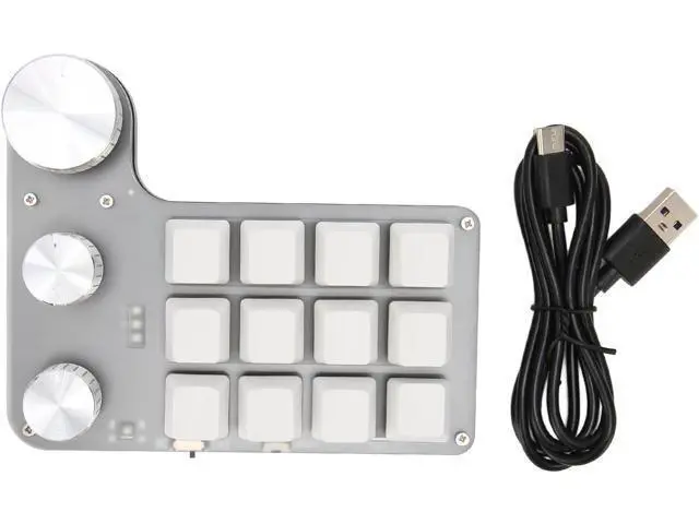 Alt view image 7 of 7 - Dilwe 12 Key Gaming Keyboard Programming Macro keypad, Mini One Handed Keypad with 3 Knobs, Blue Switch Mechanical Memory Function Mini Keypad for Office Gaming