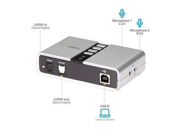 Alt view image 4 of 7 - com 7.1 USB Sound Card - External Sound Card for Laptop with SPDIF Digital Audio - Sound Card for PC - Silver (ICUSBAUDIO7D)