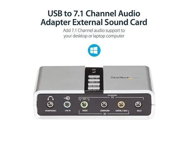 Alt view image 5 of 7 - com 7.1 USB Sound Card - External Sound Card for Laptop with SPDIF Digital Audio - Sound Card for PC - Silver (ICUSBAUDIO7D)