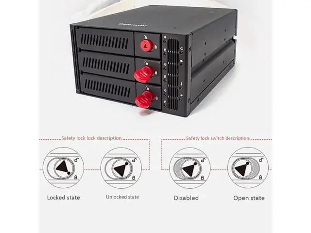 Alt view image 5 of 6 - 5.25 Inch Drive Bay USB 3.0 To SATA SAS 3 Bay External Hard Drive Docking Station For 2.5 Or 3.5in HDD, SSD With Hard Drive Lock