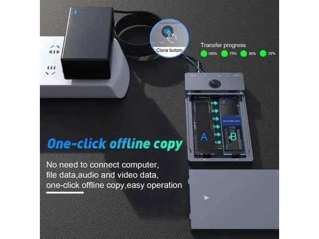 Alt view image 6 of 7 - NVMe M.2 Duplicator Dual-Bay Offline Clone 10Gbps USB C USB A to NVME Docking Station for M.2 SSD M Key Hard Drives Enclosure with NVME 2230 2242 2260 2280 Up to 8TB (Dual-Bay)