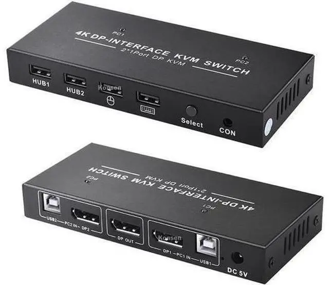 Main image of 2 Port Displayport KVM Switch 4K 60Hz USB DP KVM 2 in 1 out DP USB KVM Switch 2x1 For PC to share monitor mouse keyboard printer