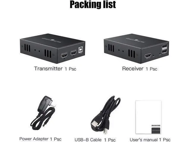 Alt view image 7 of 7 - HDMI KVM USB Extender Transmit 1080p HD Video Over Cat5e/6 Ethernet Cable 50m (164ft) for Mouse and Keyboard Control Remote Signals