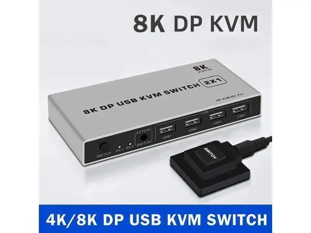Alt view image 2 of 5 - JAENFONG 8K Dual-port DP USB KVM Displayport KVM Switch 4K@144hz 2-port USB KVM 8K Displayport 1.4 Switch KVM mouse&keyboad supported