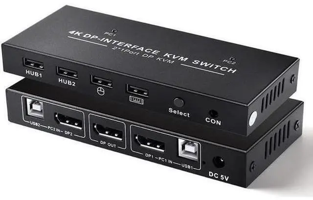 Main image of DisplayPort KVM Switch 2x1 4K 60Hz DP 2 in 1 out USB KVM Switcher Displayport 1.2 Switch KVM DP Switch Support USB Mouse&Keyboad