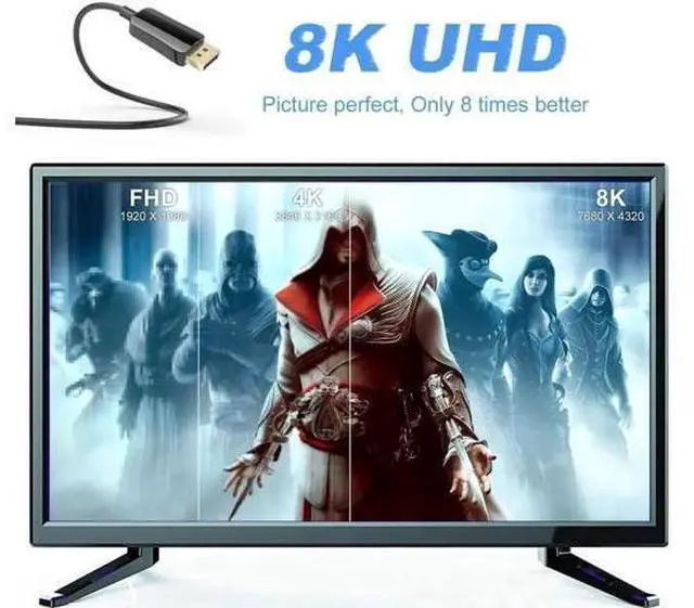 Alt view image 4 of 7 - 100FT Fiber 8K 4K DisplayPort Cable( In Wall ), DP 1.4 HBR3 8K@60Hz 4K@144Hz High Speed 32.4Gbps Optical Fiber Slim and Flexible DP to DP Cable