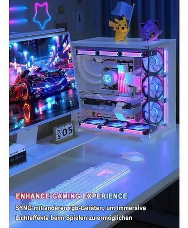 Alt view image 6 of 7 - JAENFONG RGB PSU Cable Extension,ARGB PC Power Supply Cable with Soft LED Stripes and PVC Sleeved Extend Cable,16AWG 24 Pin ATX Dual 8 Pin PCIE Set