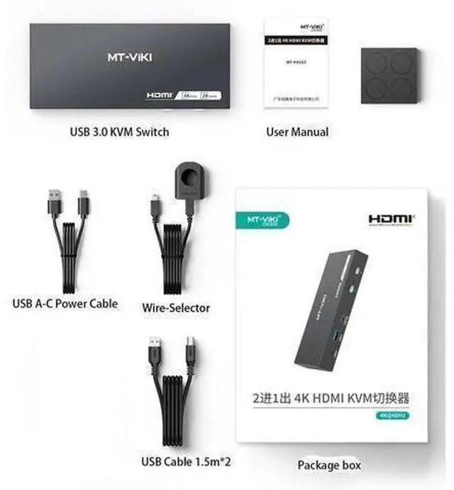 Alt view image 3 of 6 - MT-VIKI USB 3.0 KVM Switch HDMI, (3 USB-A+ 1 USB-C), 4K@60Hz/2K@144Hz KVM Switcher, 2 Computers 1 Monitor KVM with 4 USB 3.0 Port