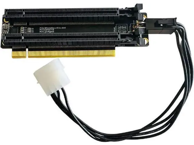 Alt view image 4 of 7 - JAENFONG PCI-E 4.0 x16 1 to 2 Expansion Card Gen4 Split Card PCIe-Bifurcation x16 to x8x8 with 20mm Spaced Slots CPU4P Power Supply Port