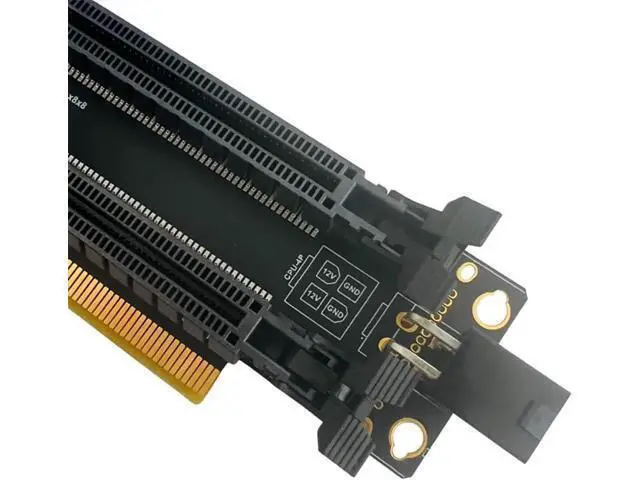 Alt view image 5 of 7 - JAENFONG PCI-E 4.0 x16 1 to 2 Expansion Card Gen4 Split Card PCIe-Bifurcation x16 to x8x8 with 20mm Spaced Slots CPU4P Power Supply Port
