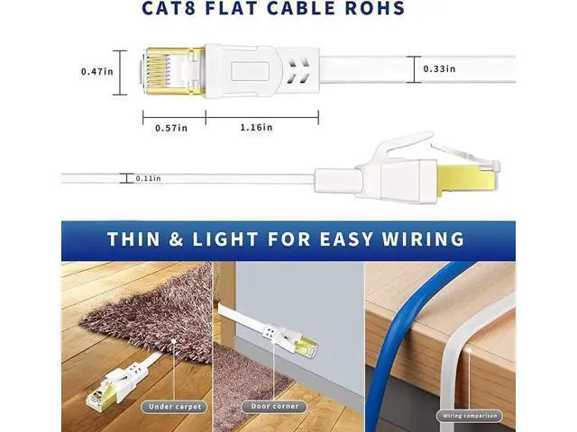 Alt view image 5 of 6 - Cat8 Ethernet Cable 100FT, High Speed Outdoor and Indoor Available Cat8 Network Cable - 40Gbps, 2000Mhz, Gold Plated RJ45 Connector - 30M