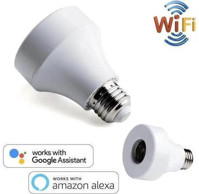 Main image of JAENFONG Wifi Bulb Socket E26 Wi-Fi Led Light Bulbs Timer Holder Wireless Lamp Adapter Works with Alexa and Google Home