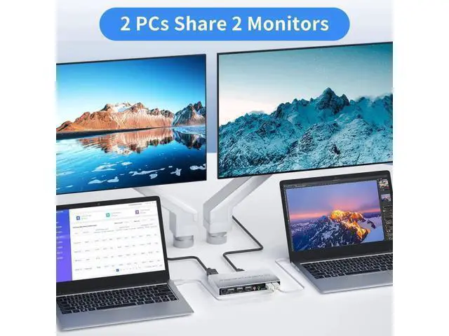 Alt view image 5 of 6 - Vszerda DP Plus HDMI KVM Switch for 2 Computers in 2 Monitors Out, Vszerda 4k@60hz Dual Monitor KVM Switch Support HDMI + DP in to HDMI + DP Out