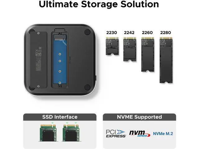 Alt view image 4 of 7 - UGREEN Dock & Stand for Mac mini M4/ M4 Pro with NVMe SSD Enclosure, 3 USB A 10Gbps, USB C Data Port, SD Card Reader, Silver