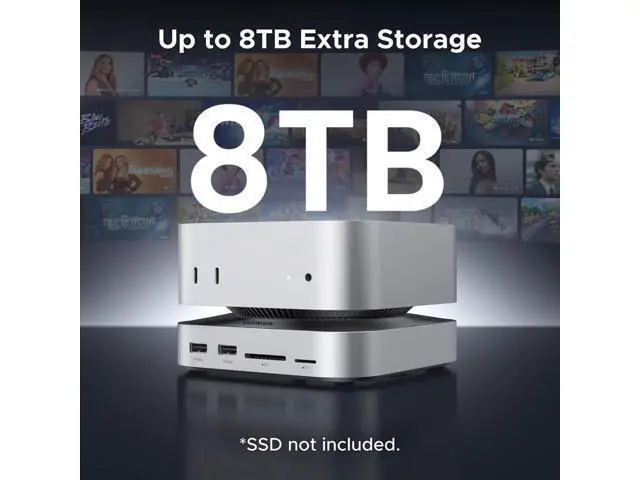 Alt view image 5 of 7 - UGREEN Dock & Stand for Mac mini M4/ M4 Pro with NVMe SSD Enclosure, 3 USB A 10Gbps, USB C Data Port, SD Card Reader, Silver