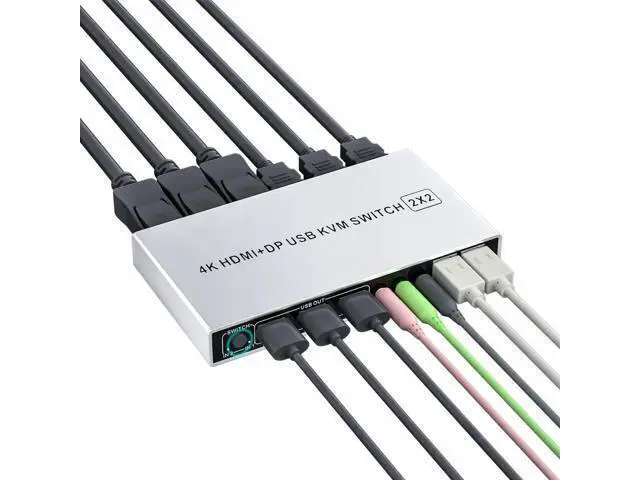 Alt view image 3 of 7 - JAENFONG DP Plus HDMI KVM Switch for 2 Computers in 2 Monitors Out, Vszerda 4k@60hz Dual Monitor KVM Switch Support HDMI + DP in to HDMI + DP Out
