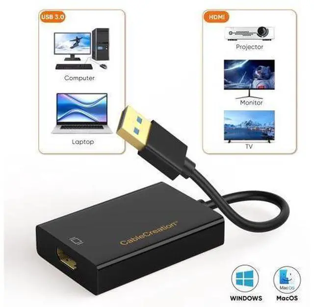 Alt view image 3 of 7 - USB 3.0 to HDMI Adapter with DisplayLink, USB External Display Graphics Adapter Compatible with Windows 11,10 and macOS, Black
