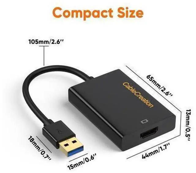 Alt view image 7 of 7 - USB 3.0 to HDMI Adapter with DisplayLink, USB External Display Graphics Adapter Compatible with Windows 11,10 and macOS, Black