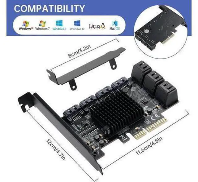 Alt view image 2 of 7 - JAENFONG PCIE to SATA 3.0 Card 10 Ports,PCIE to SATA III 6Gbps Expansion Card,ASM1166+JMB575 Chips