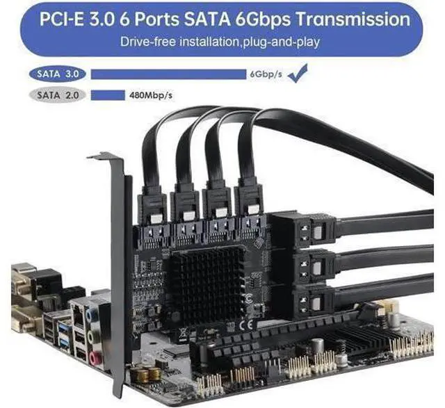 Alt view image 4 of 7 - JAENFONG PCIE to SATA 3.0 Card 10 Ports,PCIE to SATA III 6Gbps Expansion Card,ASM1166+JMB575 Chips