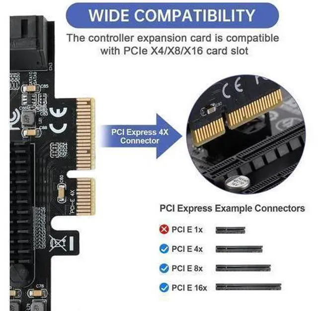 Alt view image 7 of 7 - JAENFONG PCIE to SATA 3.0 Card 10 Ports,PCIE to SATA III 6Gbps Expansion Card,ASM1166+JMB575 Chips