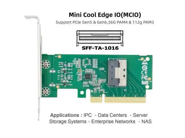 Alt view image 7 of 7 - Vszerda Card PCIE5.0 PCI-Express 8X to MCIO 8i Mini Cool Edge IO SFF-TA-1016 VROC Adapter for Mainboard SSD Graphics Card