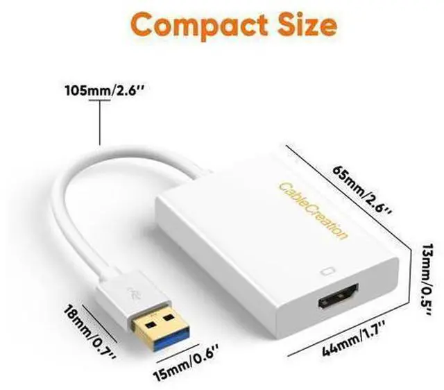 Alt view image 7 of 7 - USB HDMI Adapter with DisplayLink Chip, USB 3.0 to HDMI External Display Graphics Adapter Compatible with Windows 10/8.1/8/7 and MacOS, White