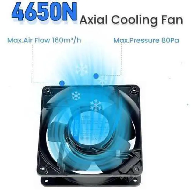 Alt view image 2 of 7 - for ebmpapst Cooling Fan 4650N, All Metal High Temperature Resistant Axial Cooling Fan 2-Pin 120x120x38mm AC 230V 50/60Hz 0.12A