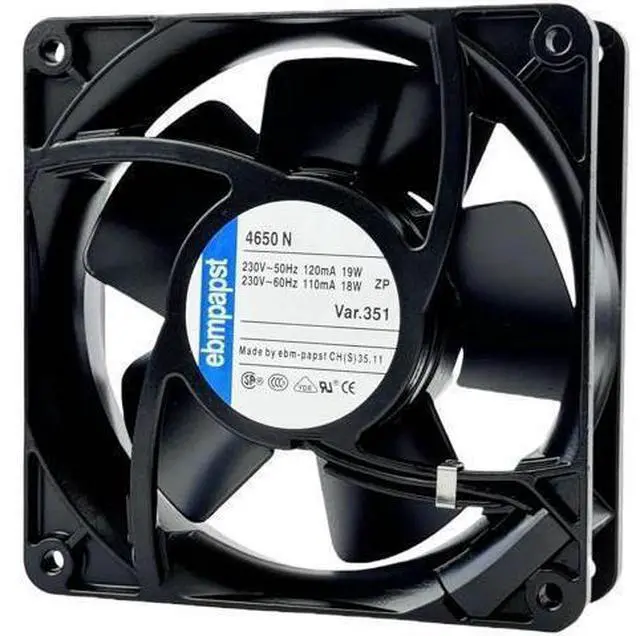 Main image of for ebmpapst Cooling Fan 4650N, All Metal High Temperature Resistant Axial Cooling Fan 2-Pin 120x120x38mm AC 230V 50/60Hz 0.12A