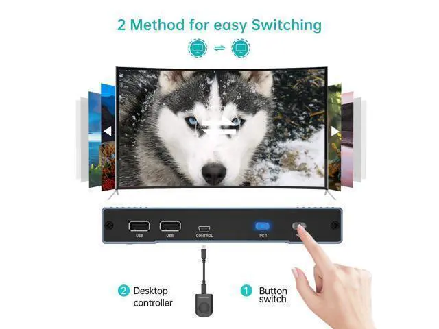 Alt view image 3 of 7 - MT-VIKI 4K Hybrid Type USB C HDMI KVM Switch 2 Port, 4K@60Hz for Apple MacBook & Desktop PC + 65W PD+ Cables