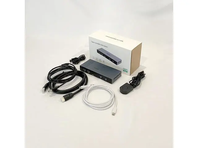 Alt view image 7 of 7 - MT-VIKI 4K Hybrid Type USB C HDMI KVM Switch 2 Port, 4K@60Hz for Apple MacBook & Desktop PC + 65W PD+ Cables