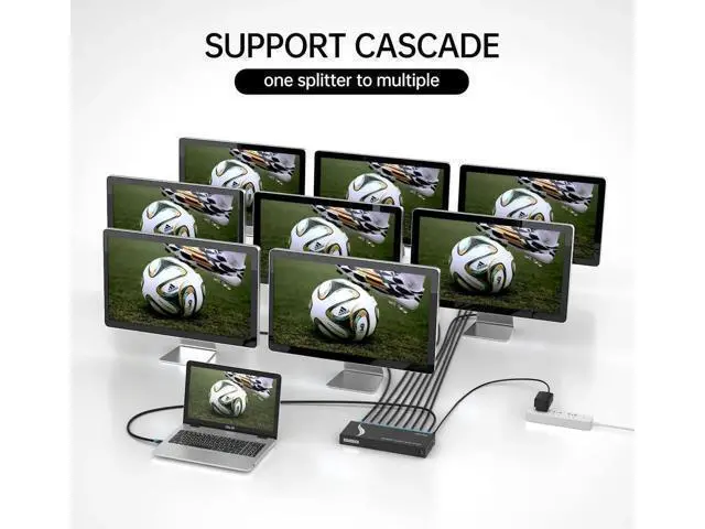 Alt view image 6 of 6 - MT-VIKI 4K 1x8 HDMI Splitter 1 in 8 Out, 8 Port Powered HDMI Splitter Multi Monitor Outputs 3D 4Kx2K@30Hz for Projector, HDTV