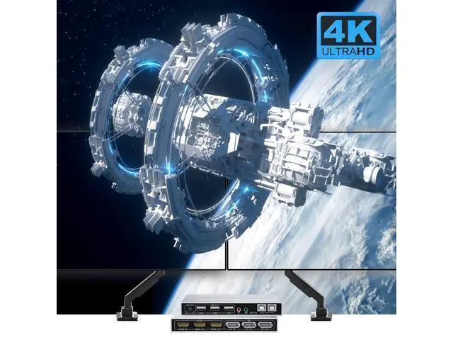 Alt view image 4 of 7 - DP Plus HDMI KVM Switch for 2 Computers in 2 Monitors Out, Vszerda 4k@60hz Dual Monitor KVM Switch Support HDMI + DP in to HDMI + DP Out