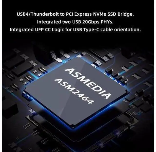 Alt view image 5 of 7 - Vszerda USB4.0 Type-C USB4 40Gbps to PCI-E 4.0 X4 SSD NVME NGFF M-Key Enclosure USB-C 20Gbps ASM2464 Chipset