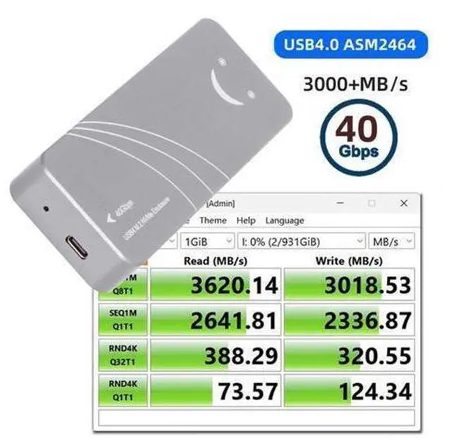 Alt view image 6 of 7 - Vszerda USB4.0 Type-C USB4 40Gbps to PCI-E 4.0 X4 SSD NVME NGFF M-Key Enclosure USB-C 20Gbps ASM2464 Chipset