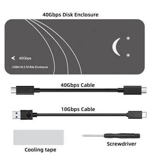 Alt view image 7 of 7 - Vszerda USB4.0 Type-C USB4 40Gbps to PCI-E 4.0 X4 SSD NVME NGFF M-Key Enclosure USB-C 20Gbps ASM2464 Chipset
