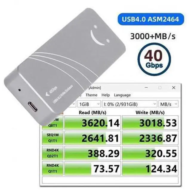 Alt view image 5 of 7 - Vszerda USB4.0 Type-C USB4 40Gbps to PCI-E 4.0 X4 SSD NVME NGFF M-Key Enclosure USB-C 20Gbps ASM2464 Chipset
