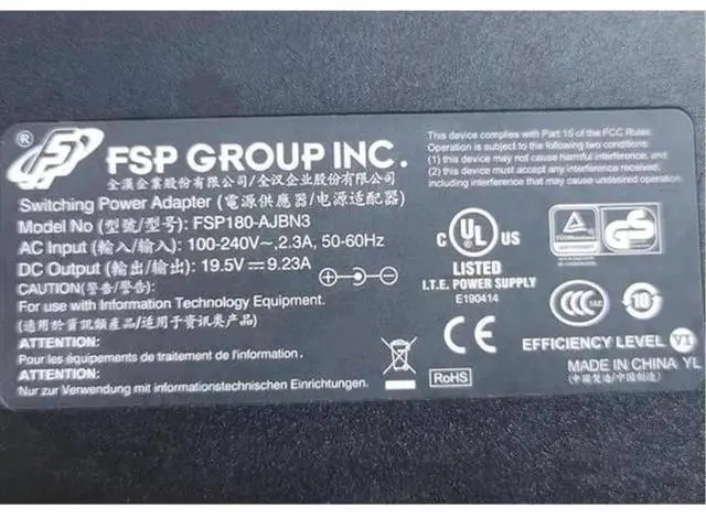 Alt view image 2 of 2 - 19.5V 9.23A 180W FSP FSP180-AJBN3 Power Supply AC Adapter For XNE15E19 MAG-15 EVOO EG-LP5-BK A15-180P1A Laptop Adapters