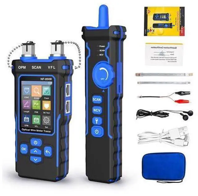 Main image of Network Cable Tester with Optical Power Meter VFL, CAT5 CAT6 Cable Toner Ethernet Cable Tester, RJ11 RJ45 Network Tester for Telephone, Ethernet, Video, PoE Tester Wire Tracer Fiber Teste