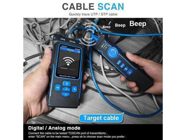 Alt view image 2 of 7 - Network Cable Tester with Optical Power Meter VFL, CAT5 CAT6 Cable Toner Ethernet Cable Tester, RJ11 RJ45 Network Tester for Telephone, Ethernet, Video, PoE Tester Wire Tracer Fiber Teste