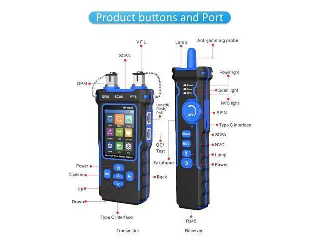 Alt view image 4 of 7 - Network Cable Tester with Optical Power Meter VFL, CAT5 CAT6 Cable Toner Ethernet Cable Tester, RJ11 RJ45 Network Tester for Telephone, Ethernet, Video, PoE Tester Wire Tracer Fiber Teste