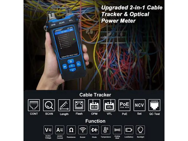 Alt view image 3 of 7 - Network Cable Tester with Optical Power Meter VFL, CAT5 CAT6 Cable Toner Ethernet Cable Tester, RJ11 RJ45 Network Tester for Telephone, Ethernet, Video, PoE Tester Wire Tracer Fiber Teste